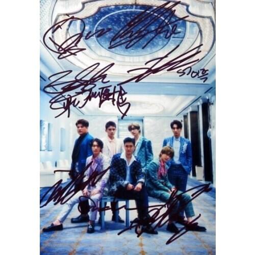 Hand signed Super Junior autographed group photo free ship 5*7 K-POP 102018