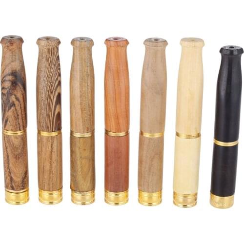 90 x13mm Portable Tobacco Pipes Ebony Double Filter Wood Pipe Cigarette Holder Filter Smoking Pipes Men Gifts Smoke Mouthpiece