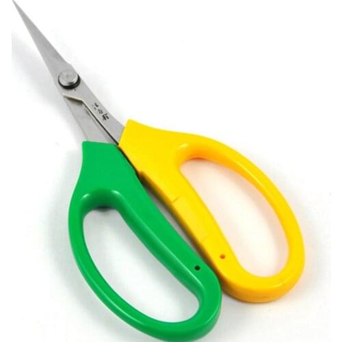 Hot green plastic handle 440 stainless steel gardening bonsai scissors wholesale fruit haverst grape scissor