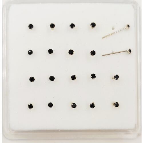 925 sterling silver Nose piercing Tiny black crystal nose pin straight nose stud nariz piercing jewelry 20pcs/pack