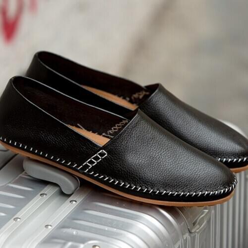 Fashion Mens Driving Shoes Leather Slip-on Homme Loafers Casual Breathable Soft Comfortable Big Size 38-50