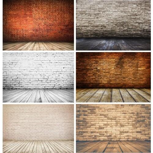 Vinyl Custom Vintage Brick Wall Wooden Floor Photography Backdrops Photo Background Studio Prop 21712 YXZQ-07