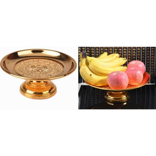 High qualityBuddhism Alloy Lotus Fruit bowl Buddhist Temple Decoration Tray Religious Ceremonial Plate Buddha dish Diameter 25cm