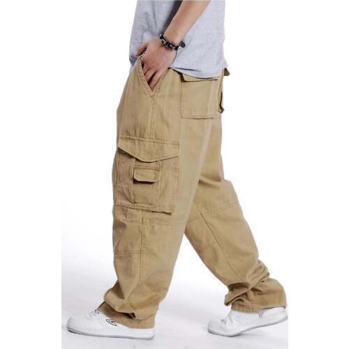 XL EXTRA LARGE Men Pants Loose Overalls Plus Size Man Cargo Pants Fat Male mens trousers Causal Long Pants