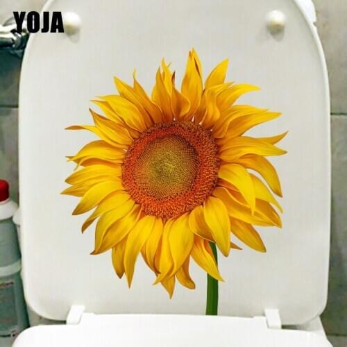 YOJA 20.4CM×24.2CM Beautiful Sunflower Kids Room Wall Decor Flower Branch Creative Toilet Stickers T1-2646