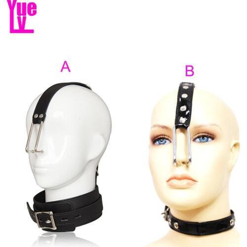 YUELV Adult Game Leather Slave Collar + Metal Nose Hook Harness Bondage Restraint Sex Toys For Couple Fetish Collar Sex Products