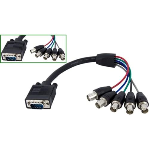 1 ft Coax HD15 VGA to 5 BNC RGBHV Monitor Cable - M/F