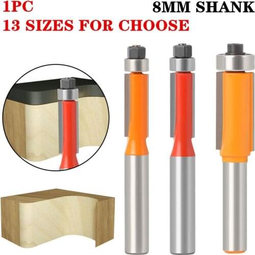 1pc 8mm Shank Wood Trimming Cutters Flush Trim Wood Router Bits With Bearing Woodworking Tool Endmill Milling Cutter