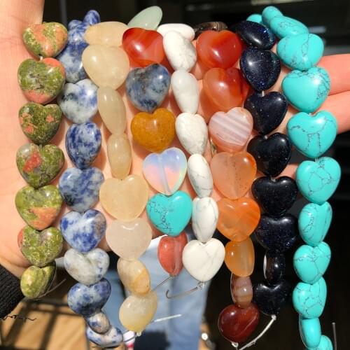 16x15x7mm Natural Heart Shape Unakite Agates Turquoises Stone Beads Loose Spacer Beads For Jewelry Making Diy Pendant Bracelets