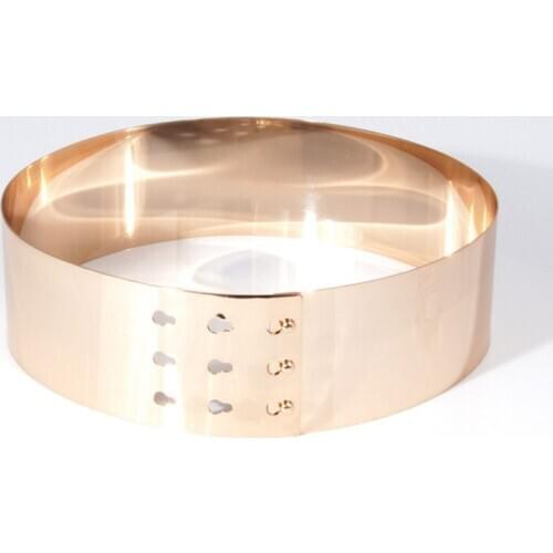 2021 High Quality Metal Keeper Metallic Mirror 7cm Wide Belt Corset Women Punk Cummerbund Gold Silver love lockdown belt BL03