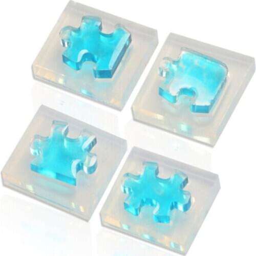 4pcs/set Puzzle Piece Gemstone Crystal Epoxy Resin Mold DIY Jewelry Pendant Making Tools Epoxy Clear Silicone Mould