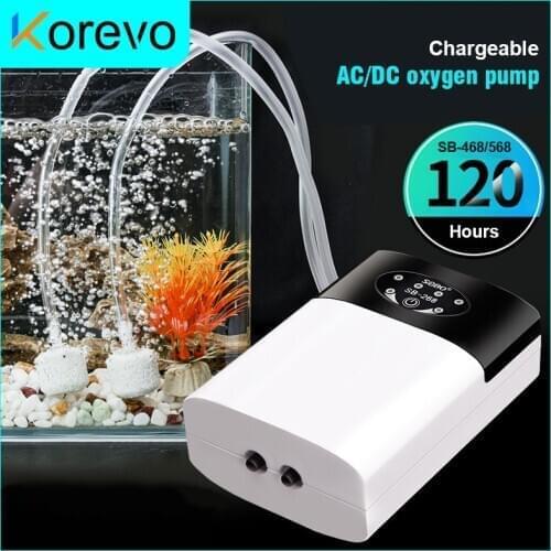 Aquarium Air Pump Fish Tank AC/DC 8800mAH Ultra Low Noise Mini Compressor Oxygen Pump USB Charging Outside Go fishing Camping