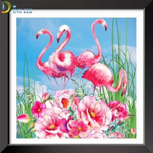 Diamond Embroidery Pink Flamingo DIY Diamond Painting Peony Flower Mosaic Diamonds Art Birds Full Square/Round Paste Drill Decor