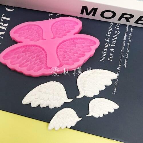 Angel wings feather mold chocolate flip sugar silicone mold cake decoration baking tools drop glue gypsum mold