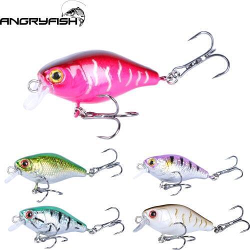 ANGRYFISH New 1pcs 4.5g 45mm Fishing Lures with Tongue Rock Fat Fish Two Hooks Floating Lure C8018