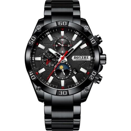 Automatic Watch Mens Sports Luxury Mens Clock Stainless Steel Band Waterproof Watch Relogio Masculino 2021 NEW