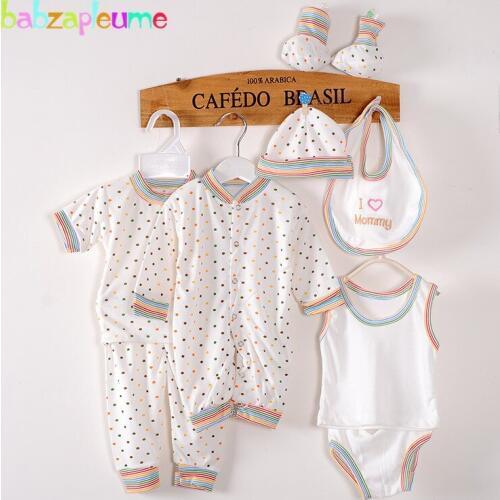 Babzapleume spring summer newborn baby clothes cotton rompers long sleeve jumpsuit infant boys girls clothing sets 8piece BC1002