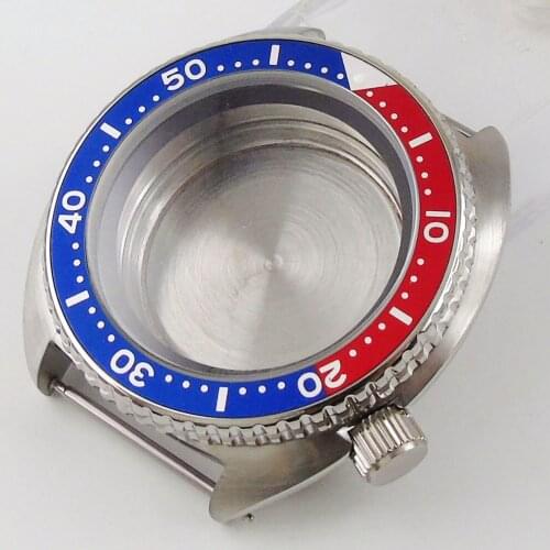 45mm Red Blue Rotating Bezel stainless Watch Case fit for NH35 NH35A movement Watch