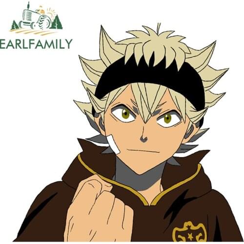 EARLFAMILY 13cm x 12.3cm for Balck Clover Asta Scratch-Proof Decal Vinyl Car Stickers Surfboard Motorcycle Waterproof Graphics