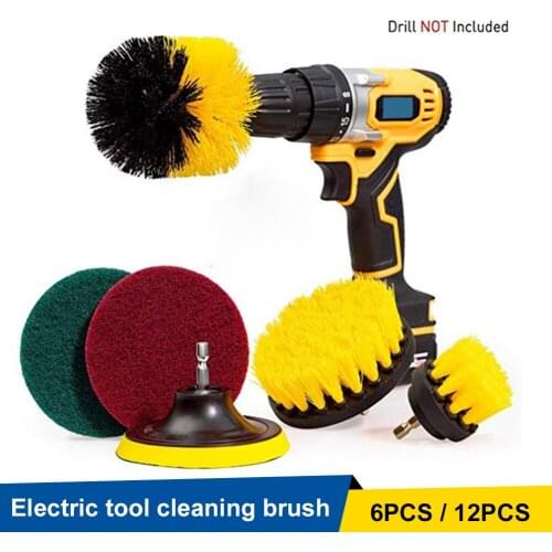 Electric Drill Brush Power Scrubber Drill Brush Kit Round Nylon Cleaning Brush Car Tires Bathroom Shower Cleaning Non-scratches