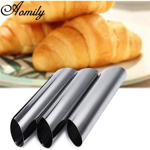 Aomily 3pcs/set DIY Croissant Bread Mould Stainless Steel Danish Tube Spiral Bread Danish Mold Large Spiral Tube Baking Tools