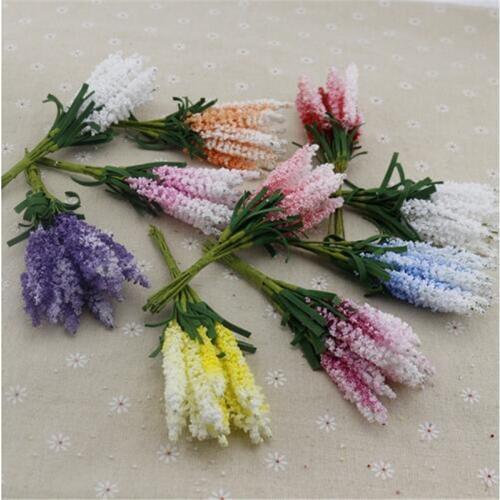 10Pcs/lot Artificial Flowers Mini PE Lavender for Wedding Decoration DIY Craft Gift Bride Wreath Party Fake Flower Home Decor