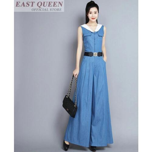 Women jumpsuits 2019 overalls for woman elegant loose full length pants solid female high waist belted wide leg rompers DD605 L