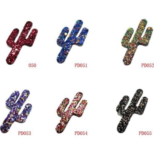 Leather charms 60x30mm the cactus columnar Glitter leather pendant