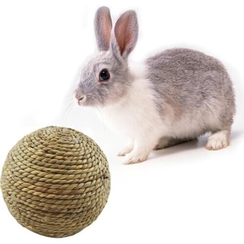 Rabbit Small Pet Chewing Toy Natural Grass Ball for Teeth Cleaning