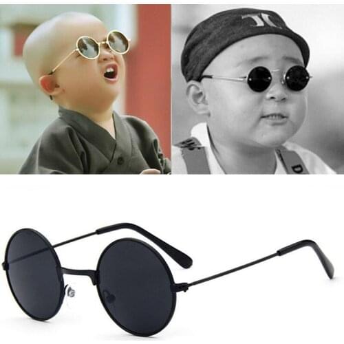 Metal Black Round Kids Sunglasses Brand little girl/boy Baby Child Glasses goggles oculos UV400 Small face Suit For 2~6 age