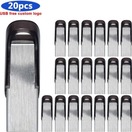 Metal 20pcs free logo Usb Flash Pen Drive USB 2.0 Flash Drive 8G 16G 32GB Memory Stick Perndrive 64g 128gb usb stick Flash Drive