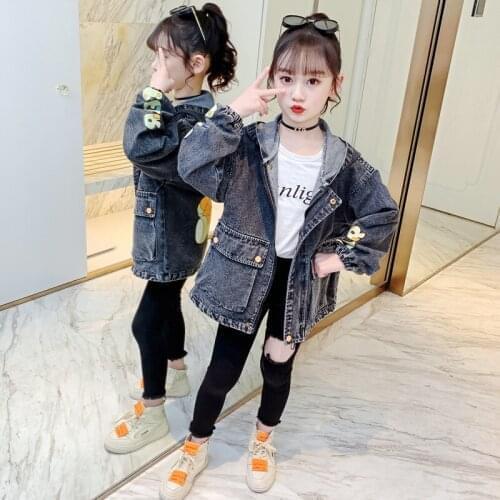 2021 Fashion Autumn Clothes Girls Denim Jacket Spring Kids Coat Girl Clothes For Teenagers Children Clothing For 4-12 Age