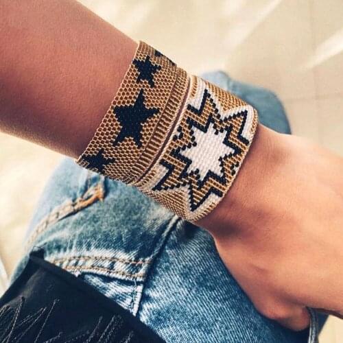 YD 3-piece Set of Rice Beads Hand-woven Five-pointed Star Beaded Couple Bracelet Gift for Girl Friend Couple Gift Mens Bracelet