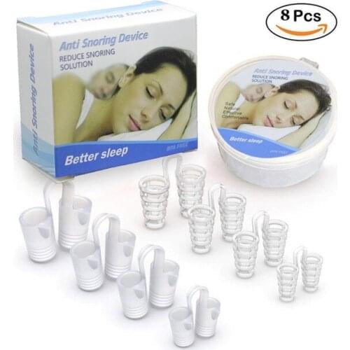 Snore Prevention Kit Household Silicone Snoring Stopper 8Pcs Pack 4 Hollow & 4 Solid Silicone Snoring Stopper