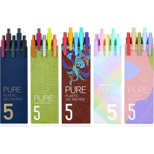 10Pcs/set Kaco Pure ABS Gel Ink Pens Set Multi Color Retro Design Drawing Liner Retractable Marker Stationery Office School