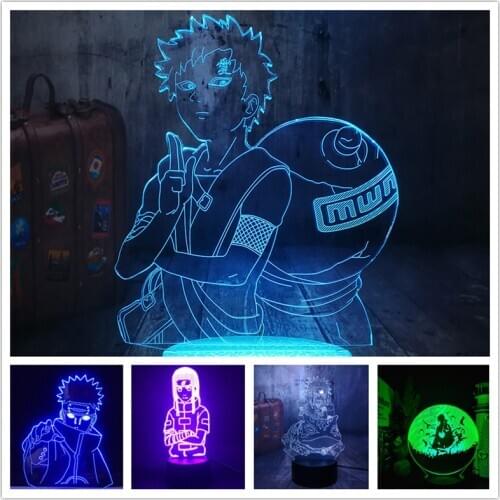 Manga 3D Night Light Itachi Pain Gaara Neji Jiraiya Lamp Anime Shippuden Lampara Xmas Decoration Lights Navidad Bedroom Decor