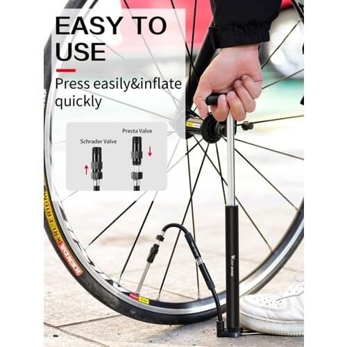 Bicycle Foot Pump 120PSI High Pressure Air Inflator With Gauge Mini Portable Alloy Pump For Schrader Presta Valve Tire