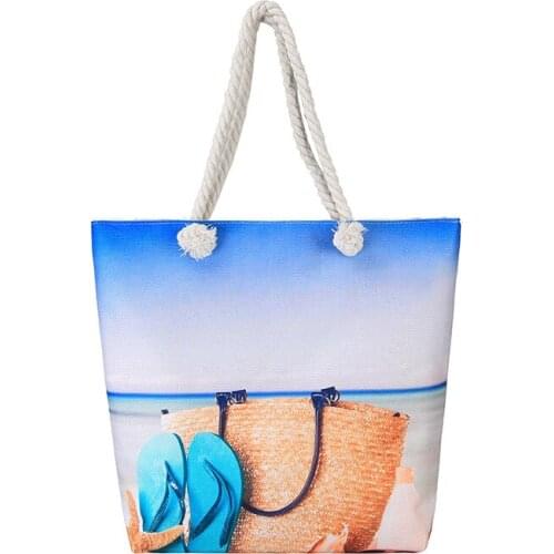 New National Style Beach Bag New Korean Linen Single Shoulder Bag Fashion Womens Bag Sail Hemp Rope Bag