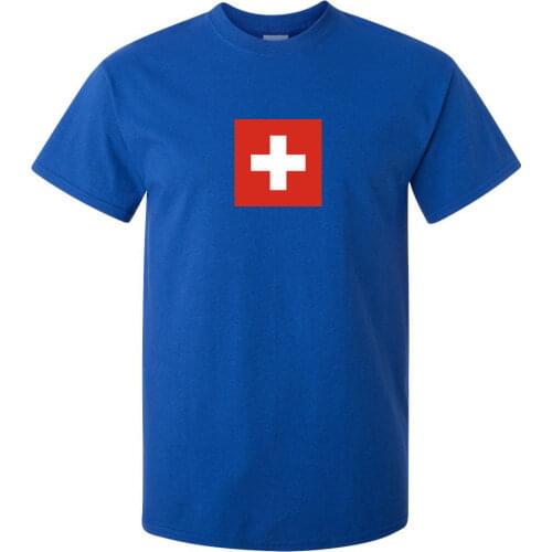 2019 New Arrival Brand-Clothing Fashion Cotton New Swiss Switzerland Suisse Flag White Cross Red Cross Mens T Shirts