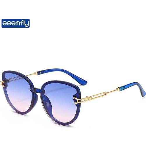 Seemfly Fashion Women Oversized Sunglasses Transparent Color Sun Glasses For Men Cat Eye Sunshades Metal Colorful Eyewear