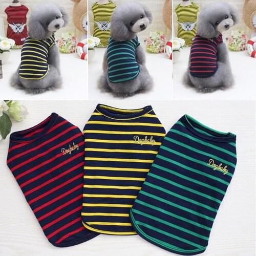 Pet Clothes Dog Vest Summer Spring Fashion Stripes Pet T-Shirt Vest Clothing For Dogs Puppy Cats Cute Small Dog Clothes