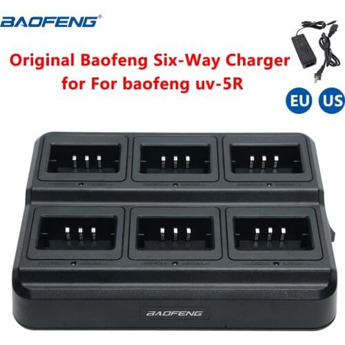 Original Baofeng Six Way Multi Unit Charger Two Way Radio Gang Charger Station for BF-UV5R Series UV-5A UV-5RE DM-5R Plus Walkie