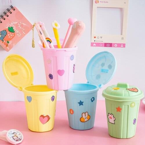 Simple Colorful Desk Organizer Desktop Storage Box Office Sundries Storage Bucket Trash Modelling Office School Supply