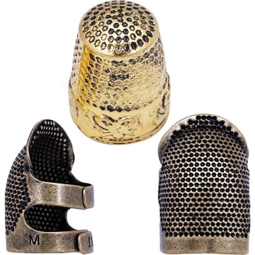 LMDZ 3Pcs Retro Finger Protector Antique Thimble Ring HandworkingMetal Shield Protector Pin Needles Sewing Accessories
