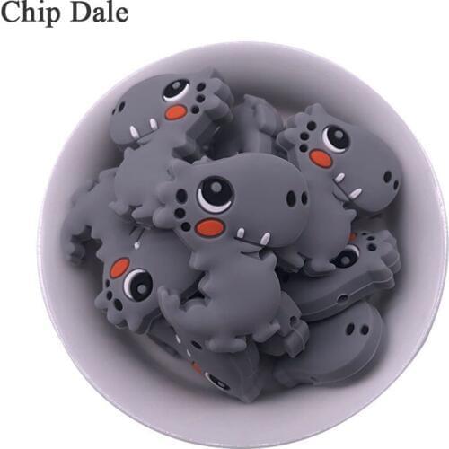Chip Dale 20pcs Silicone Beads Food Grade Dinosaur Shape Silicone Teething Beads DIY Pacifier Chain Baby Teether Accessories