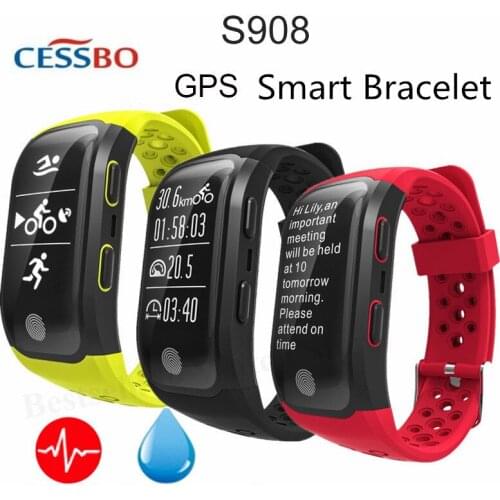 S908 GPS Smart Wrist Band Fitness Bracelet Watch 3D Big Touch Screen OLED Message Heart Rate Time Smartband Bluetooth Sync Phone