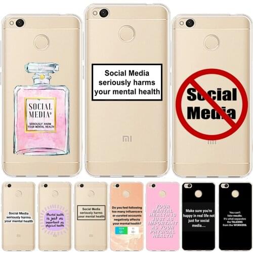 Social Media Seriously Harms Your Mental Health Silicon Case Cover For Xiaomi Mi A1 A2 Mi 8 Redmi 4X 5 Plus 6 Pro Note 4 4X 5