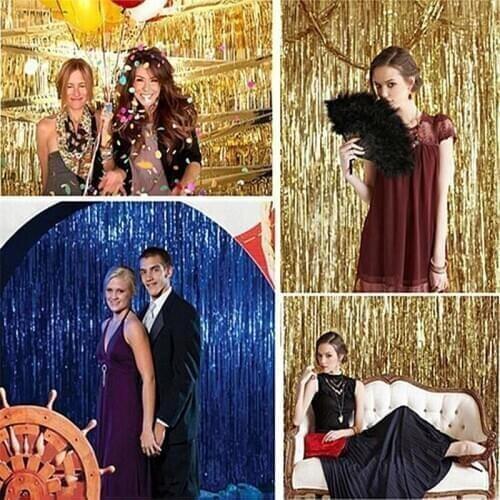 3 Meter Wedding Photography Foil Fringe Tissue Paper Tassel Garland Bunting Party Wedding Birthday Backdrop Pom Poms Decoration