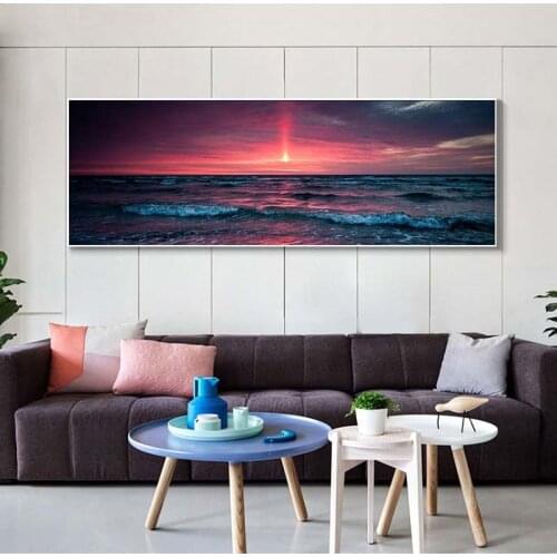Braised Cloud Sunset Canvas Art Posters And Prints Seascape Modern Canvas Paintings on the Wall Art Beach Pictures For Bed Room
