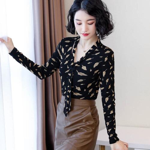 Women Blouse Womens Long-Sleeved Autumn Winter V-neck Mesh Top Blusas Ropa De Mujer